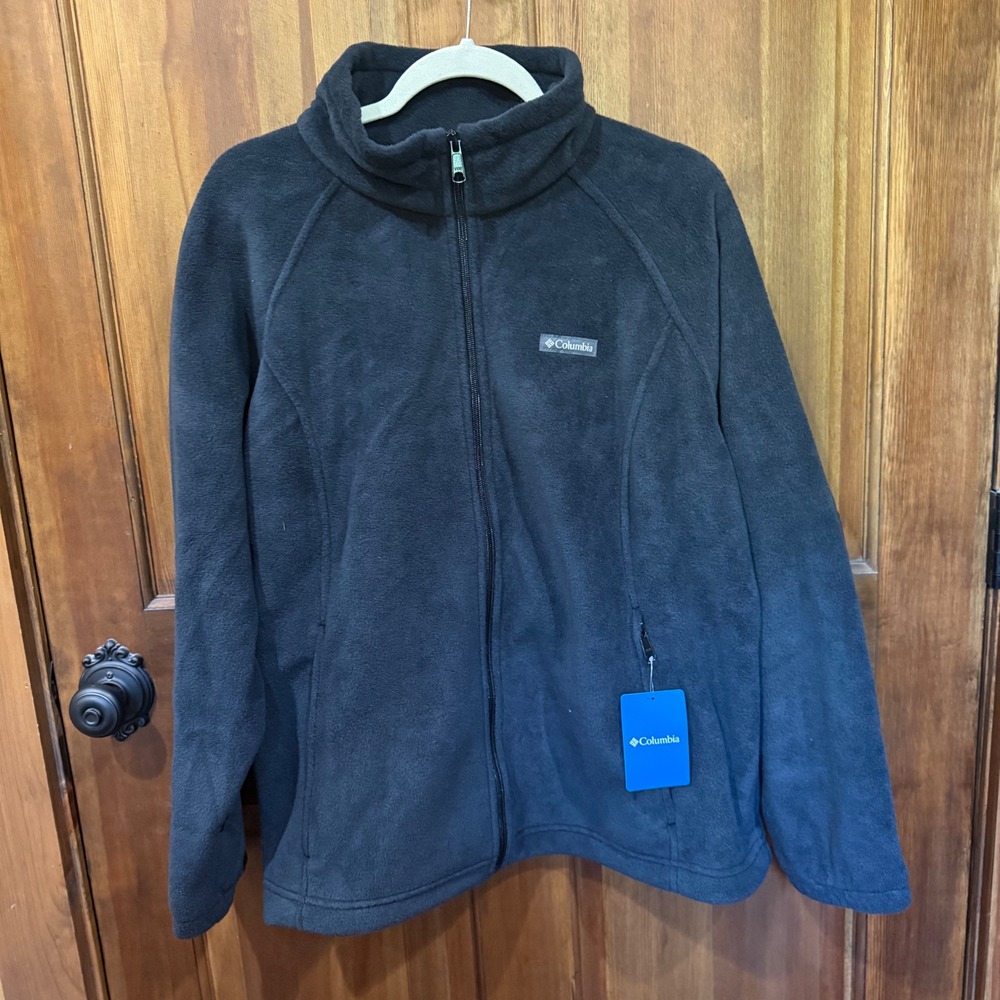 NWT Columbia Benton Springs Full Zip Fleece Jacket Charcoal Black Women 2X